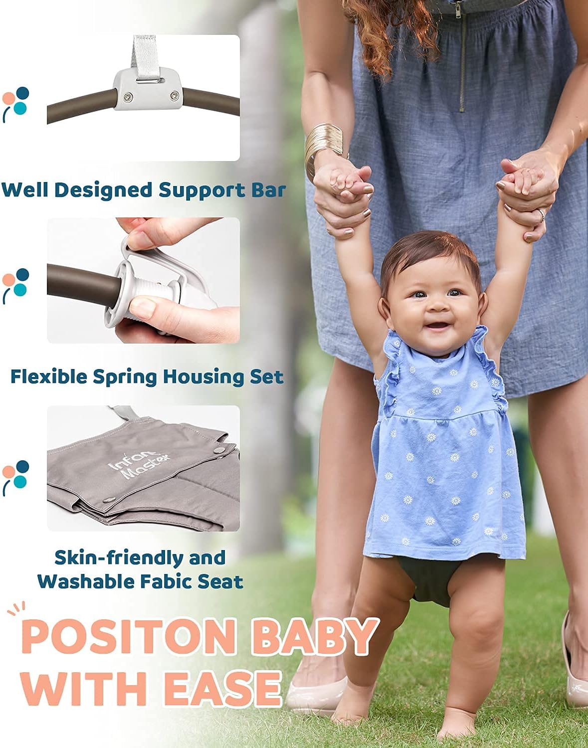 Infant Master Doorway Jumper, Johnny Jumper w/Adjustable Seat Bag, Durable Baby Door Bouncer & Swing Jumper w/Steel Spring, Wise Gift Choice for Infant & Toddler, Easy to Use, Blue