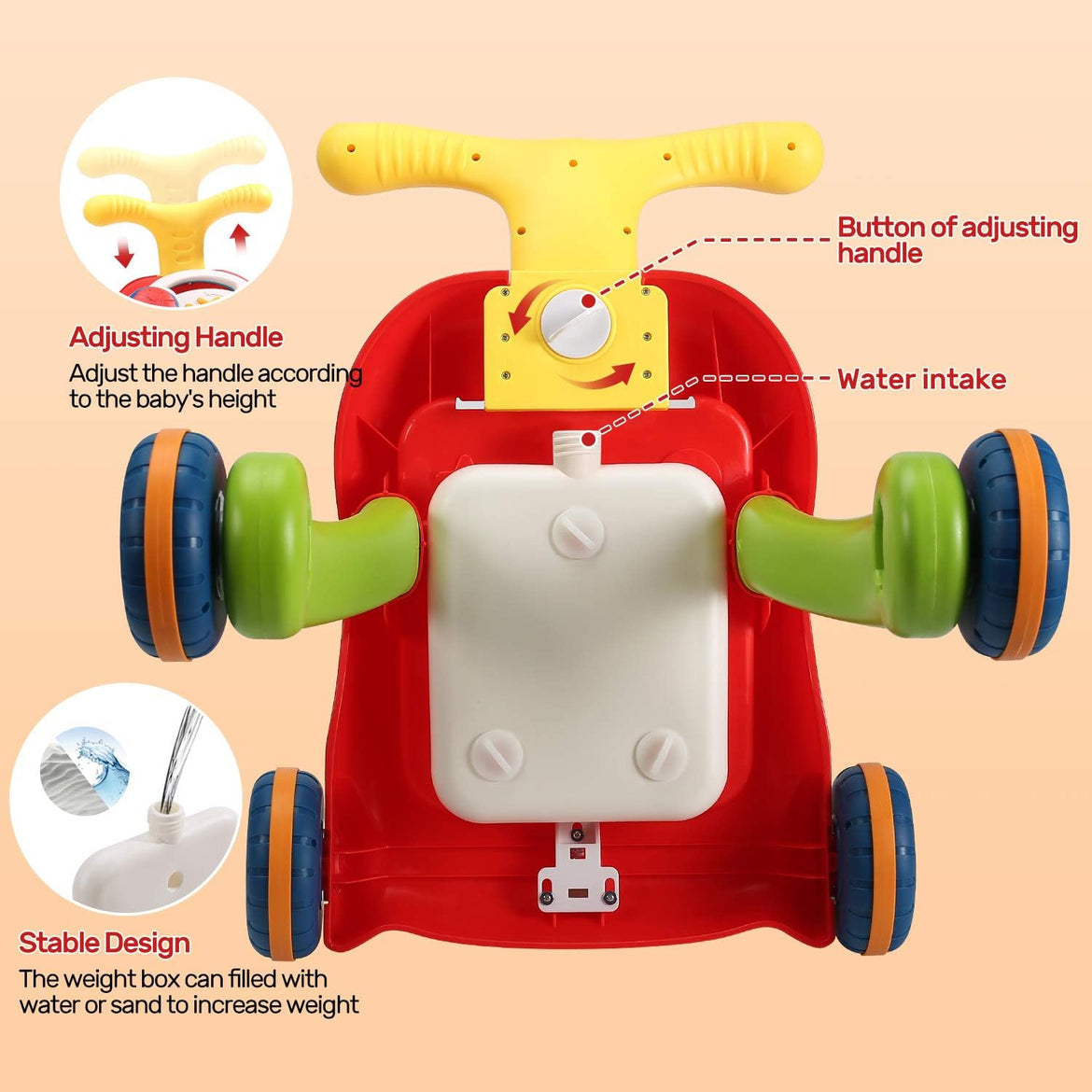 CUTE STONE Sit-to-Stand Learning Walker, 2 in 1 Baby Walker,