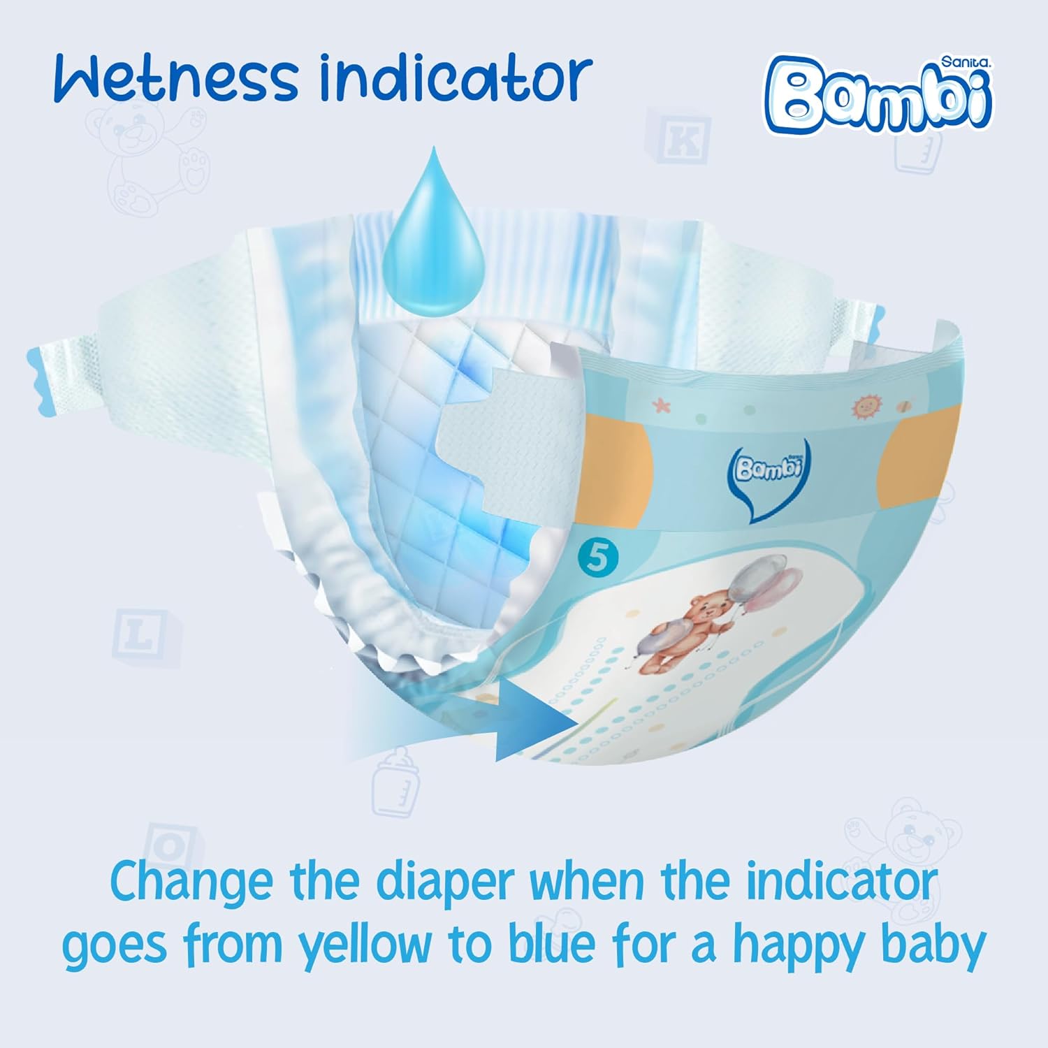 Sanita Bambi Baby Diapers Jumbo Pack Size 5, X-Large, 12-22 KG, 162 Count