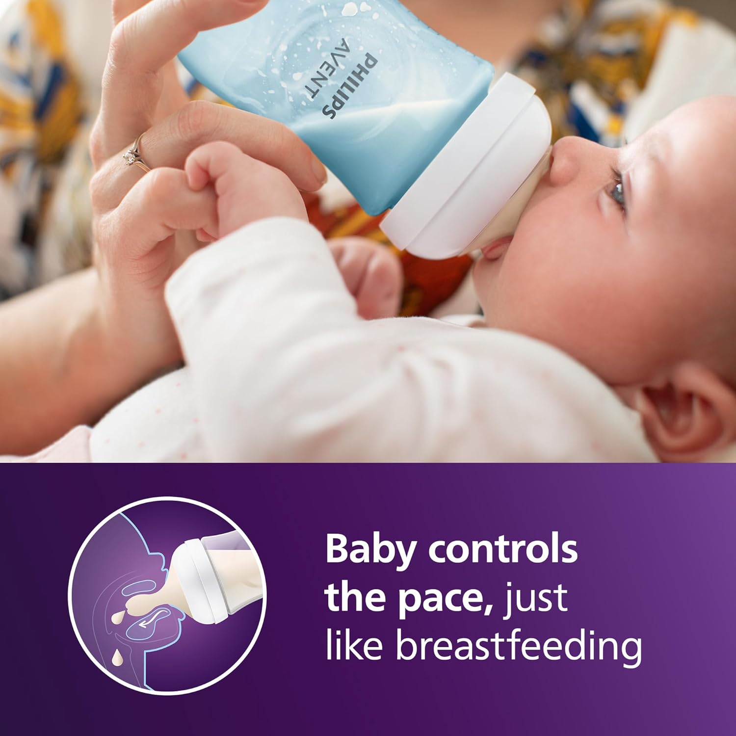 Philips AVENT Natural Baby Bottle with Natural Response, Blue, 9oz, 4pk, SCY903/24