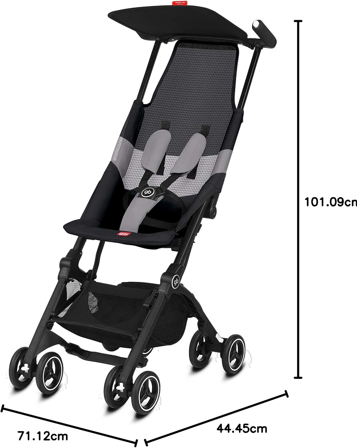 gb Pockit+ All City, Ultra Compact Lightweight Travel Stroller with Front Wheel Suspension