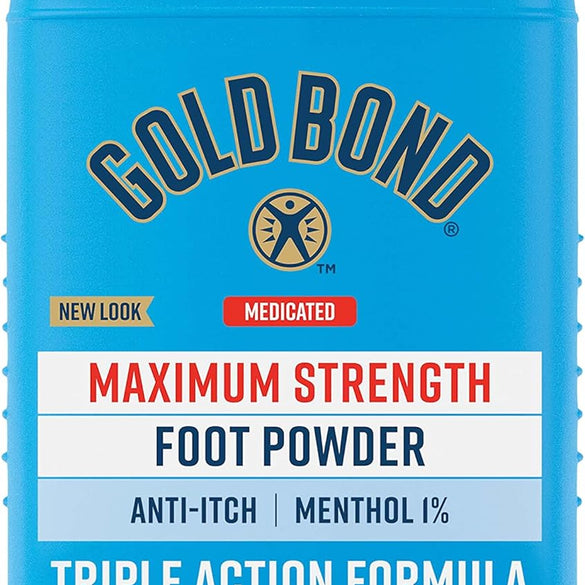 Gold Bond Medicated Talc-Free Foot Powder 4 oz., Maximum Strength Odor Control & Itch Relief