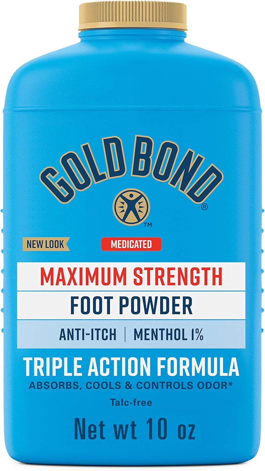 Gold Bond Medicated Talc-Free Foot Powder 4 oz., Maximum Strength Odor Control & Itch Relief