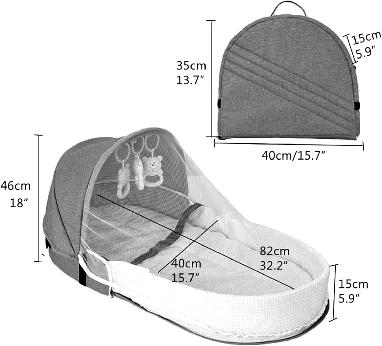 Baby Travel Cot with Mosquito Net and Awning