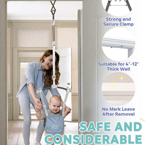Infant Master Doorway Jumper, Johnny Jumper w/Adjustable Seat Bag, Durable Baby Door Bouncer & Swing Jumper w/Steel Spring, Wise Gift Choice for Infant & Toddler, Easy to Use, Blue