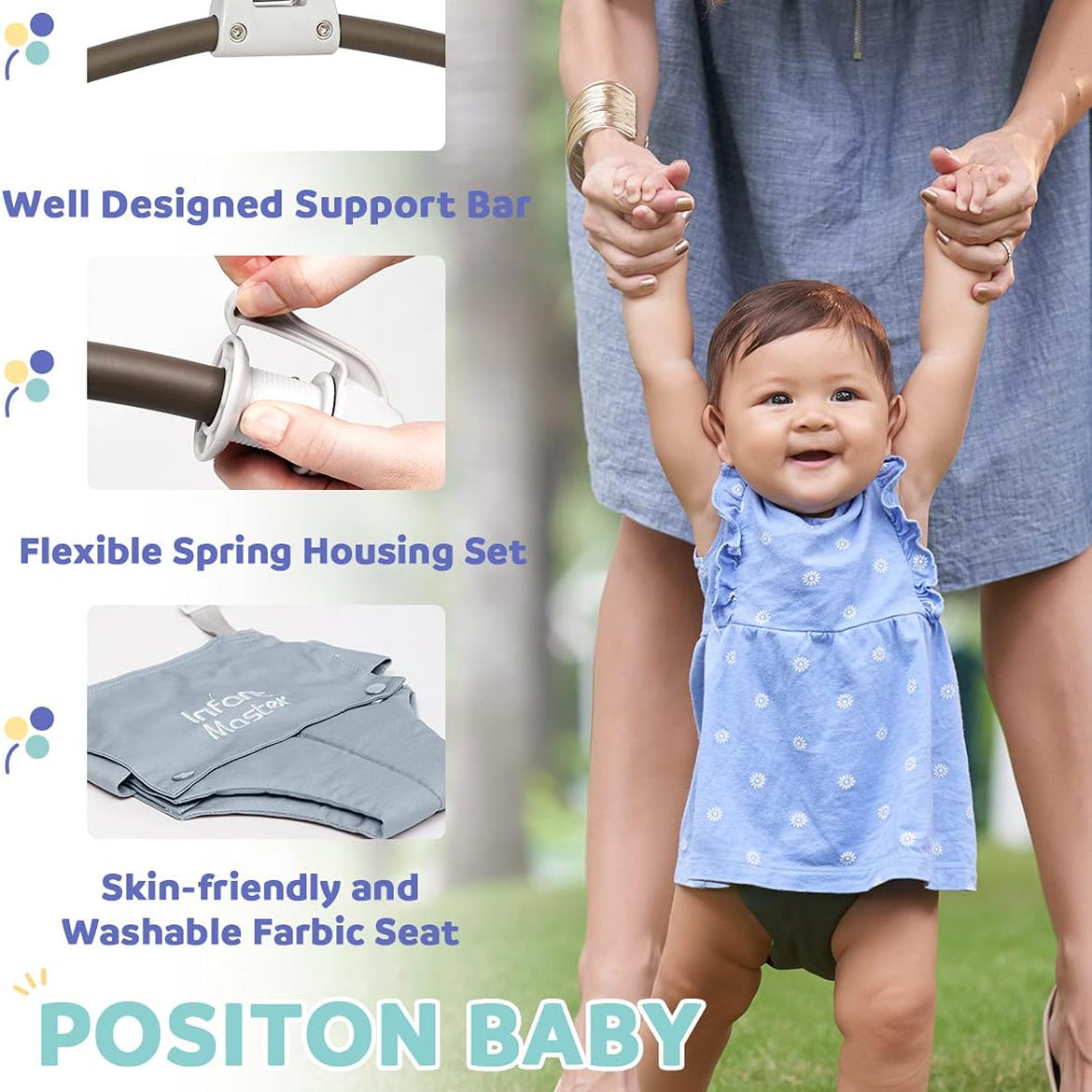 Infant Master Doorway Jumper, Johnny Jumper w/Adjustable Seat Bag, Durable Baby Door Bouncer & Swing Jumper w/Steel Spring, Wise Gift Choice for Infant & Toddler, Easy to Use, Blue