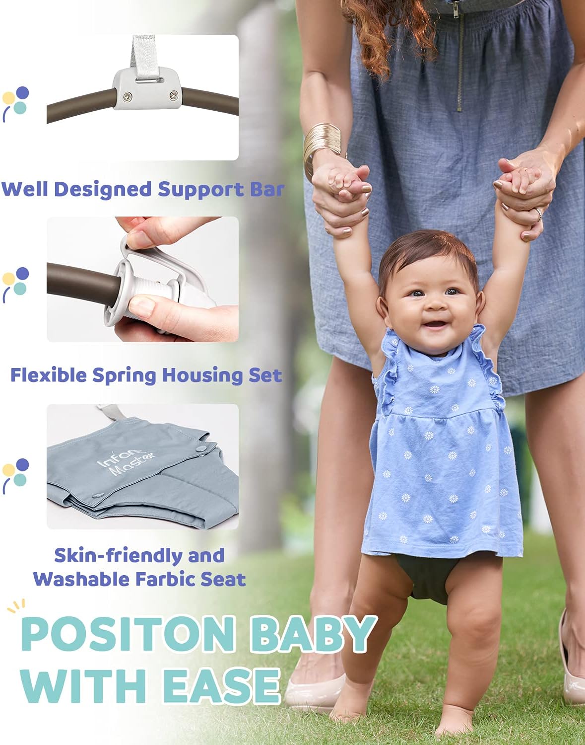 Infant Master Doorway Jumper, Johnny Jumper w/Adjustable Seat Bag, Durable Baby Door Bouncer & Swing Jumper w/Steel Spring, Wise Gift Choice for Infant & Toddler, Easy to Use, Blue