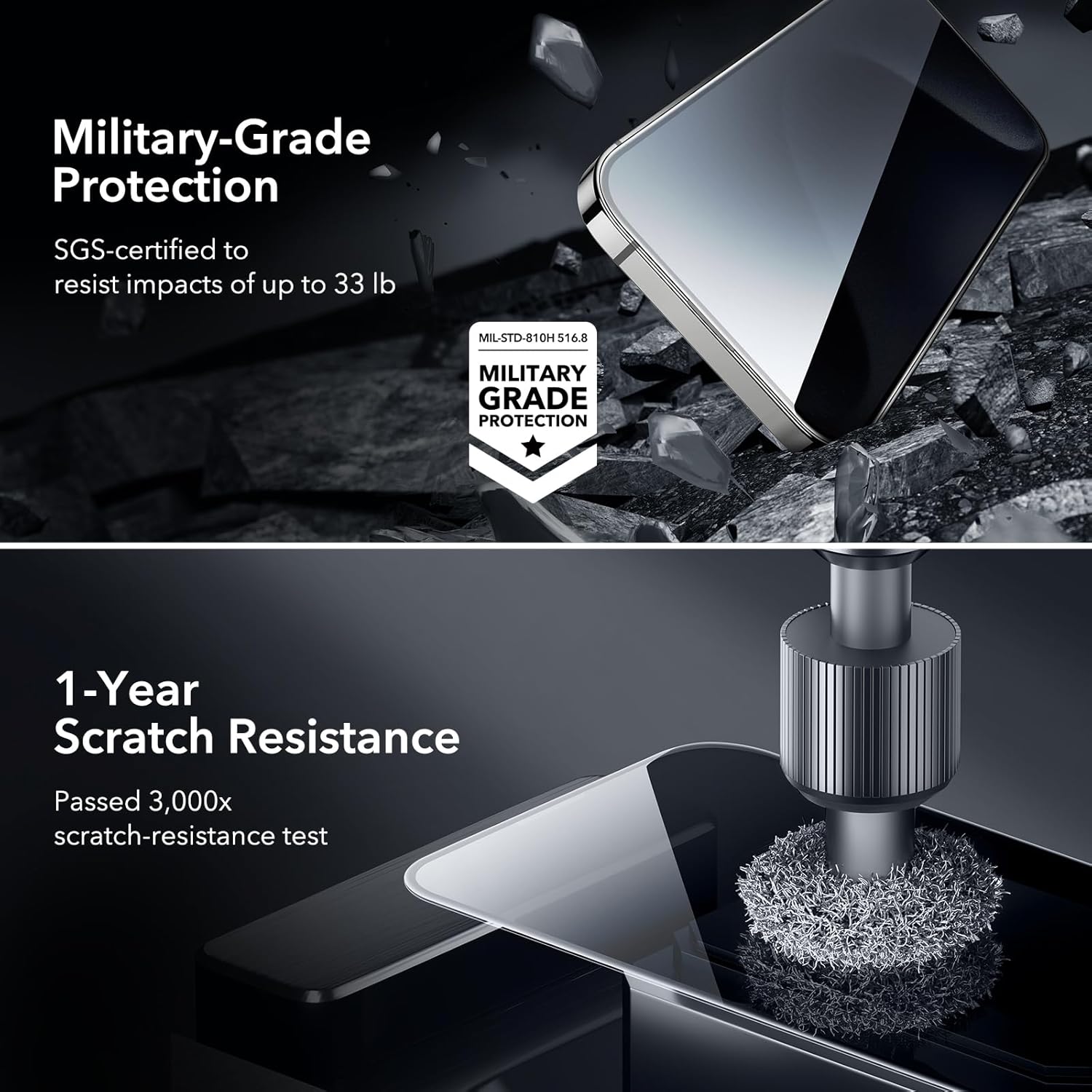 ESR 3 Pack for iPhone 17 Pro Max Screen Protectors, High Clarity, 9H Hardness Scratch Resistant, Military-Grade Tempered Glass, Shatterproof, Screen Guard with Easy Installation Tool