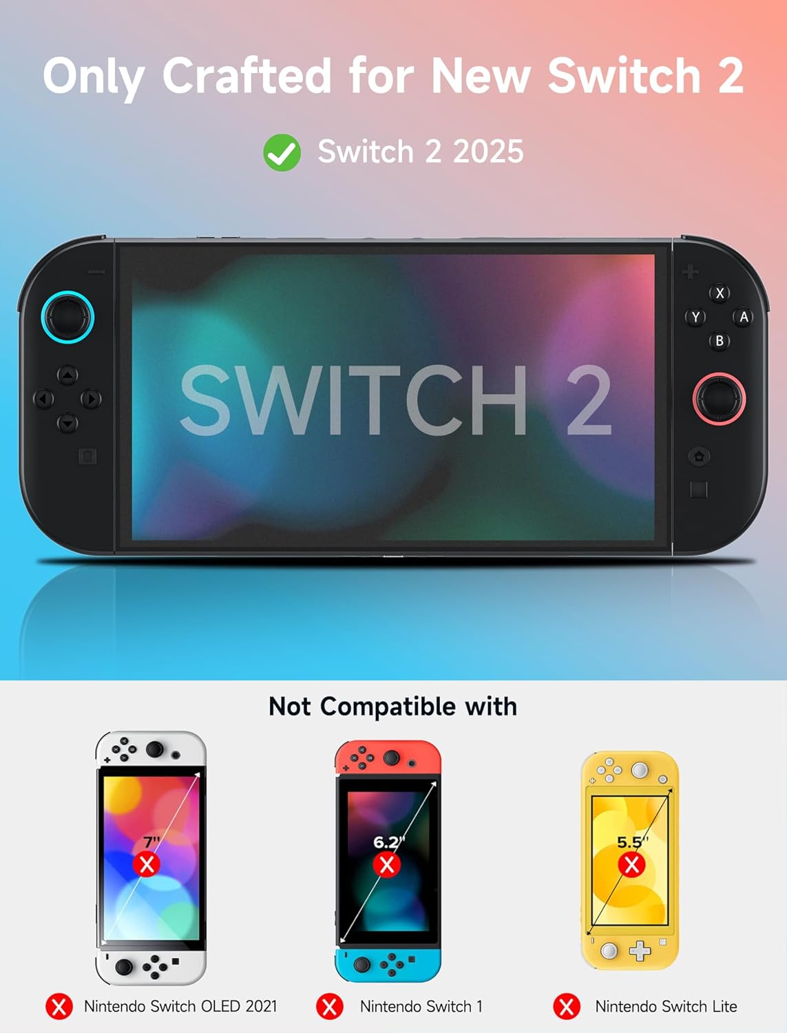 JSAUX 3-Pack Screen Protector for Nintendo Switch 2, Ultra HD Glass Protector 9H Hardness Easy to Install with Guiding Frame Scratch Resistant Tempered Glass