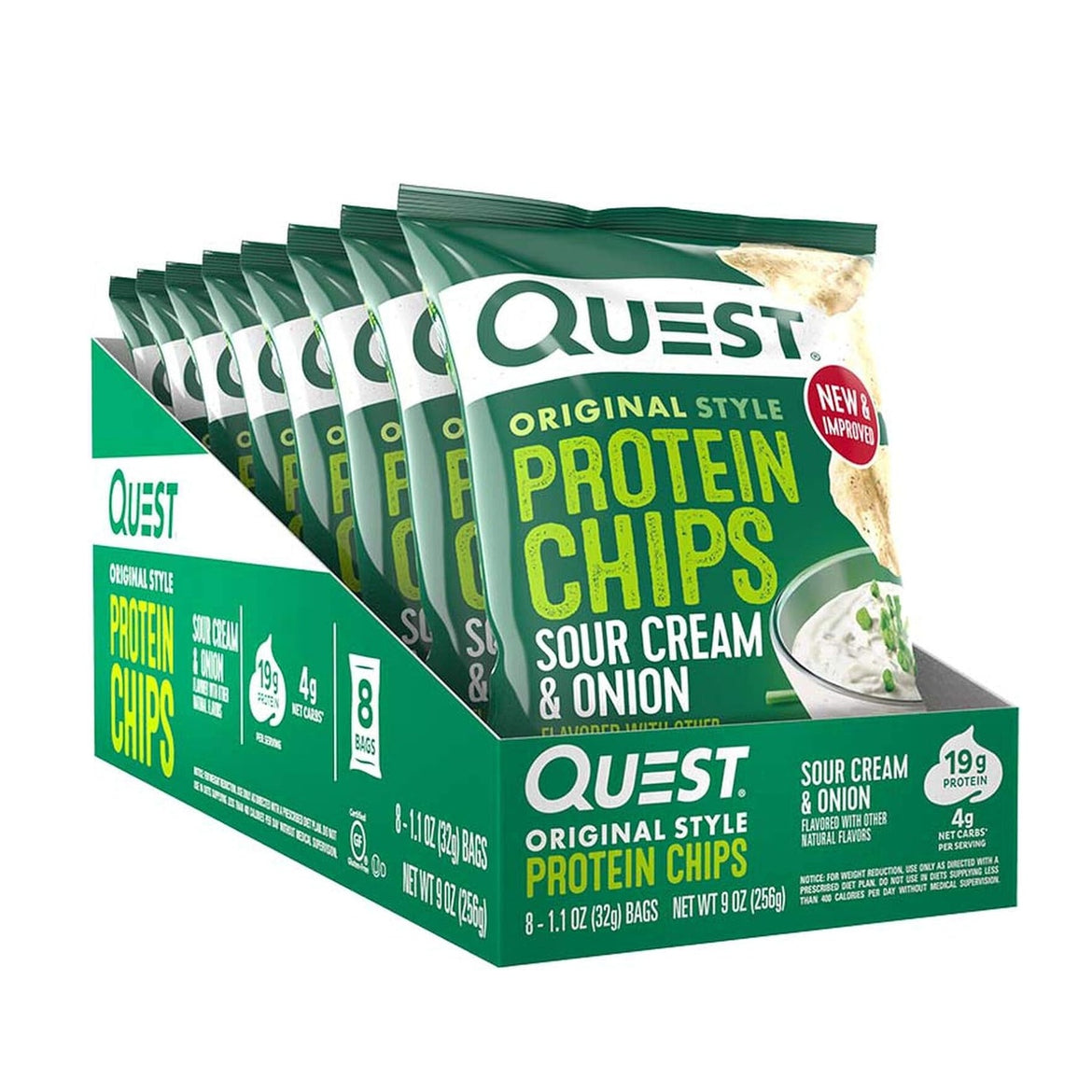 Quest Original Style Protein Chips Cheddar And Sour Cream Flavour, 8 X 32G - Pack Of 1
