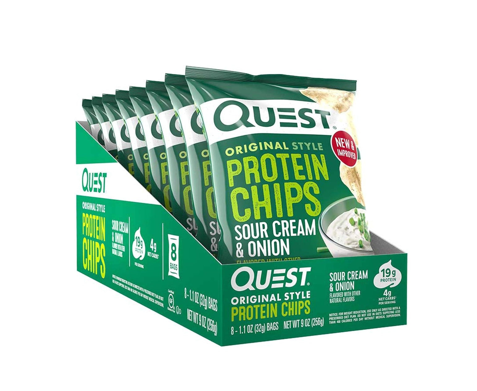 Quest Original Style Protein Chips Cheddar And Sour Cream Flavour, 8 X 32G - Pack Of 1