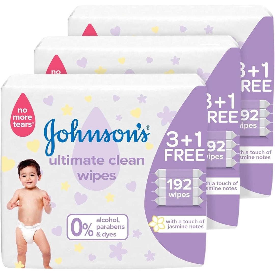 Johnson's Baby Ultimate Clean, 3X4X48, 576 Baby Wet Wipes