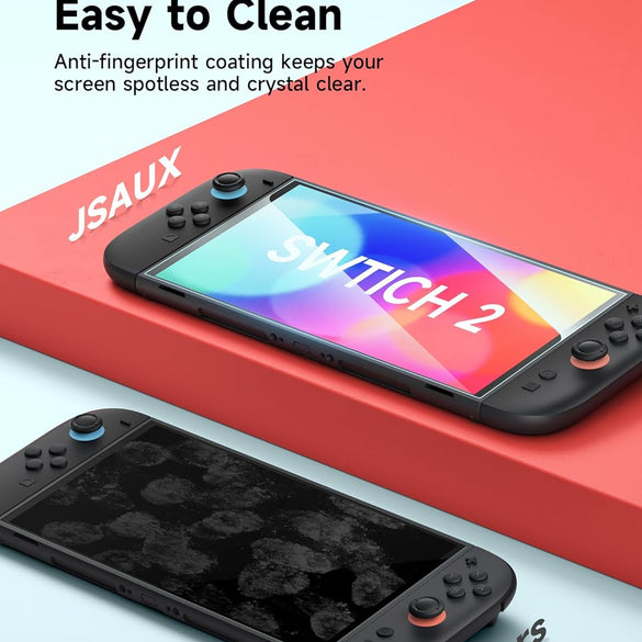 JSAUX 3-Pack Screen Protector for Nintendo Switch 2, Ultra HD Glass Protector 9H Hardness Easy to Install with Guiding Frame Scratch Resistant Tempered Glass