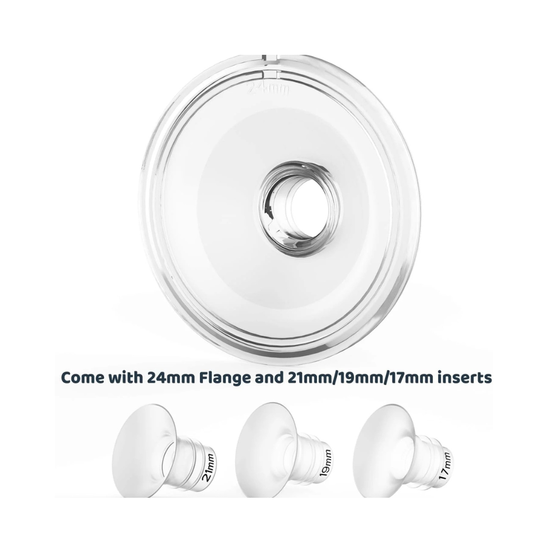 Bellababy Wearable Breast Pump Hands Free, Low Noise and Pain Free, Touch Screen Electric Breast Pump Wireless, 4 Modes 9 Levels Suction, Pink 1 Pack. (24mm Flanges, with 21mm/19mm/17mm Inserts)