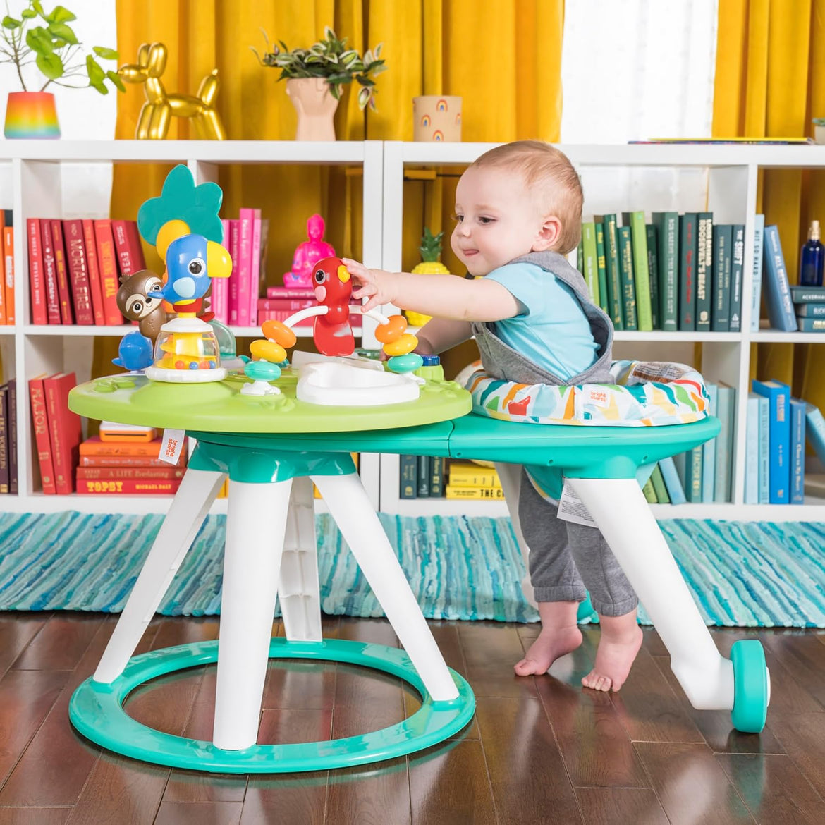 Bright Starts Around We Go 2-in-1 Walk-Around Activity Center and Table, Tropic Cool
