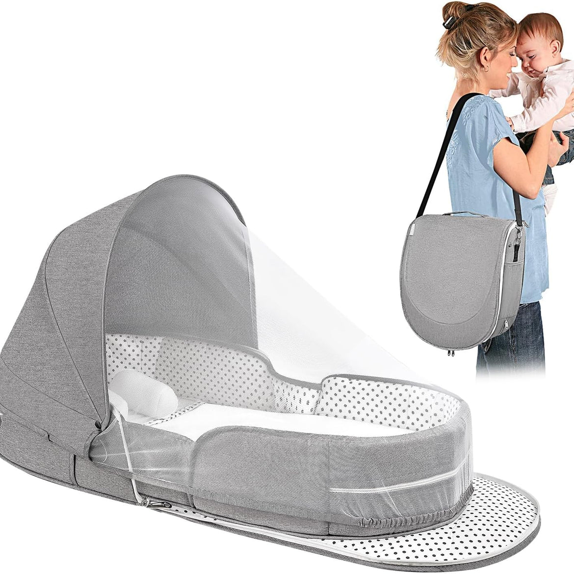 Baby Travel Cot with Mosquito Net and Awning