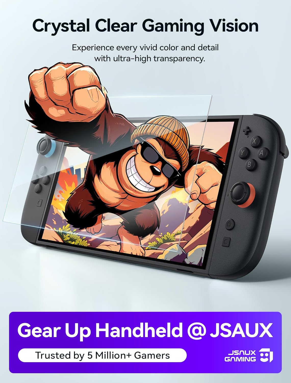 JSAUX 3-Pack Screen Protector for Nintendo Switch 2, Ultra HD Glass Protector 9H Hardness Easy to Install with Guiding Frame Scratch Resistant Tempered Glass