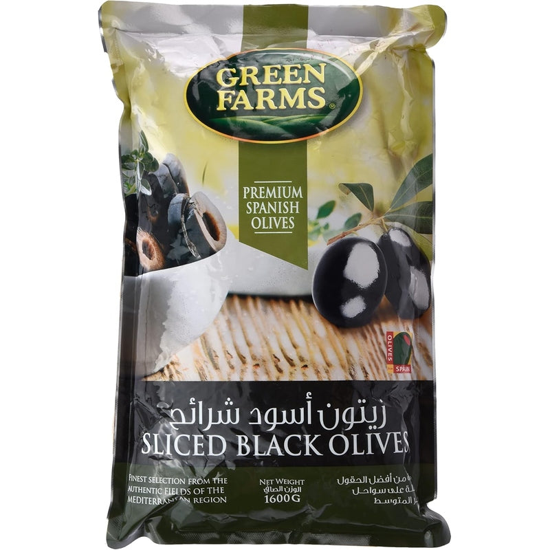 Green Farms Sliced Black Olives Pouch, 1.6Kg - Pack of 1