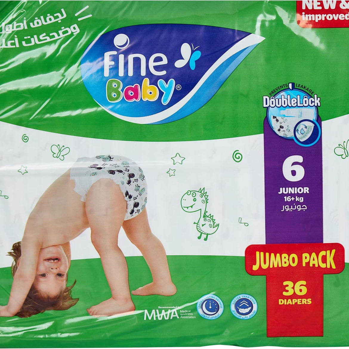 Fine Baby Double Lock, Size 6, Extra Large, 16+ kg, Giant Saver Box, 72 Diapers