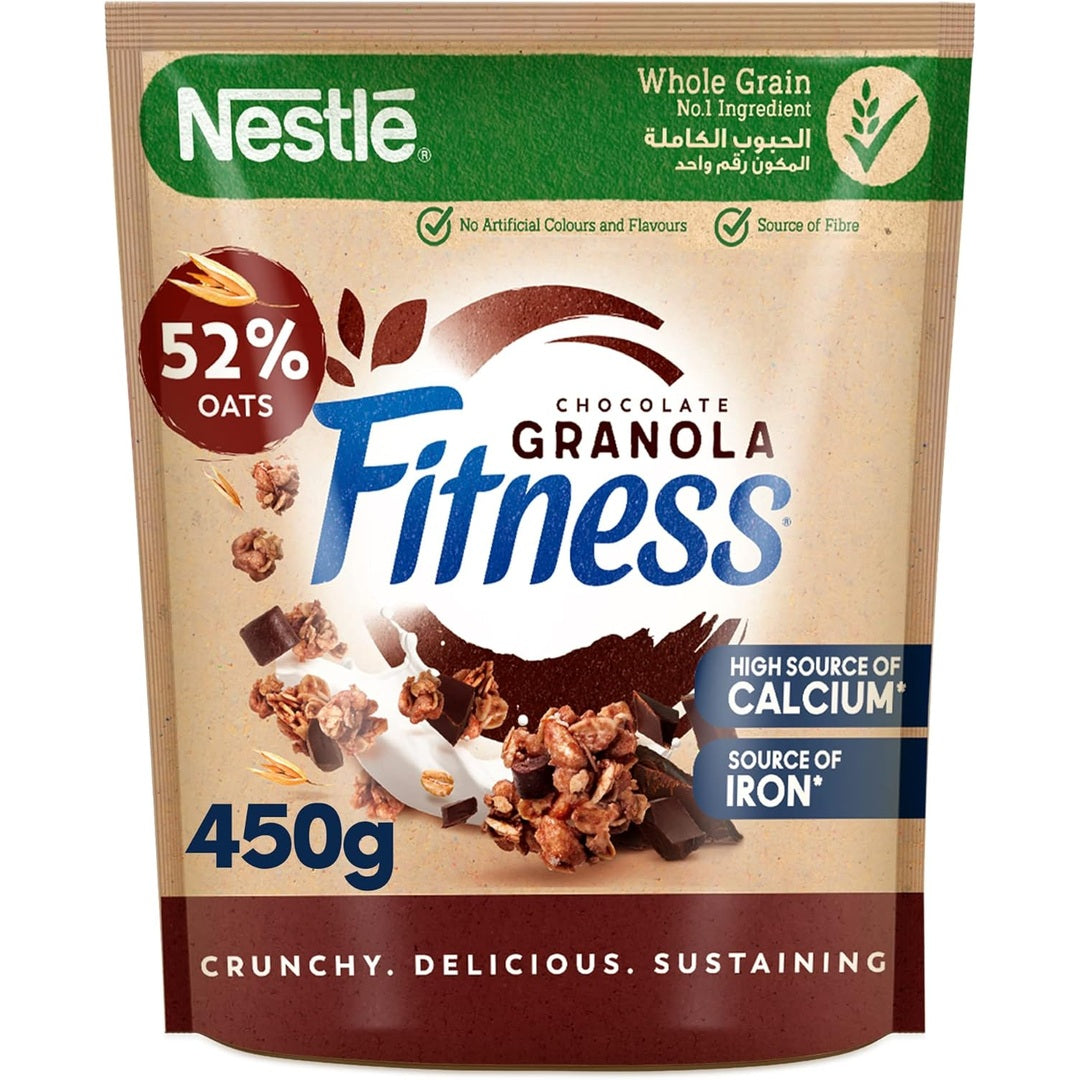 Nestle Fitness Granola Chocolate Breakfast Cereal, Made with Whole Grain, 450g
