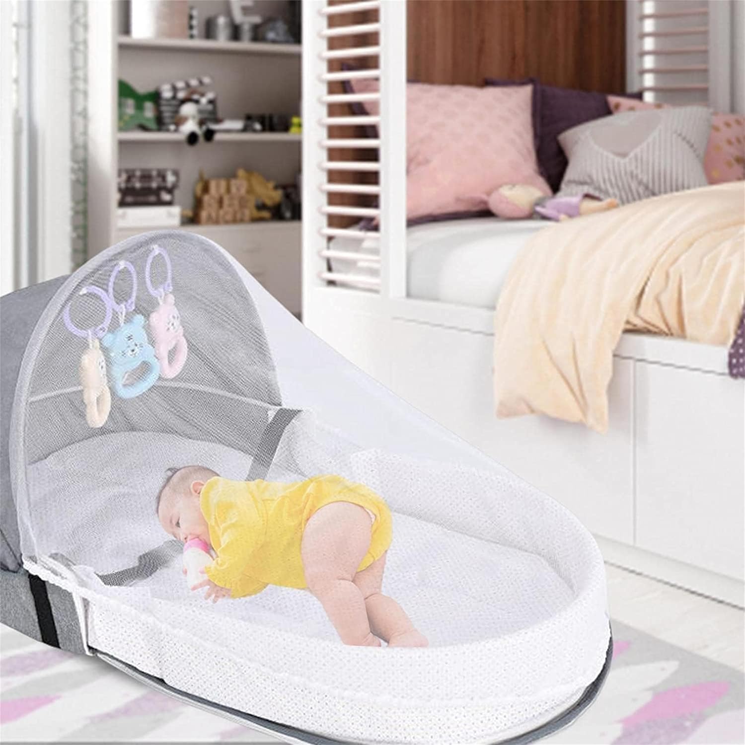 Baby Travel Cot with Mosquito Net and Awning