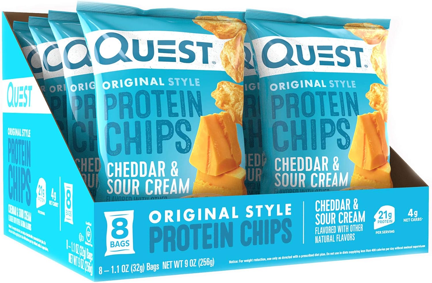 Quest Original Style Protein Chips Cheddar And Sour Cream Flavour, 8 X 32G - Pack Of 1