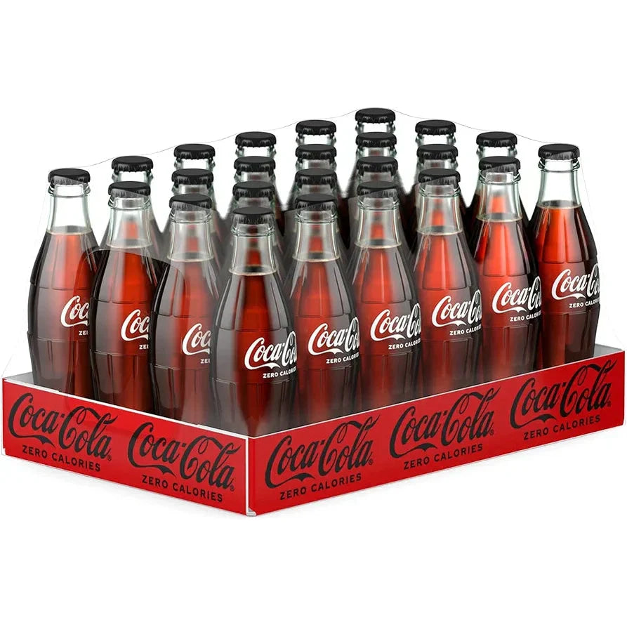 Coca-Cola Zero Calories, Carbonated Soft Drink, Glass Bottle 250ml, pack of 24