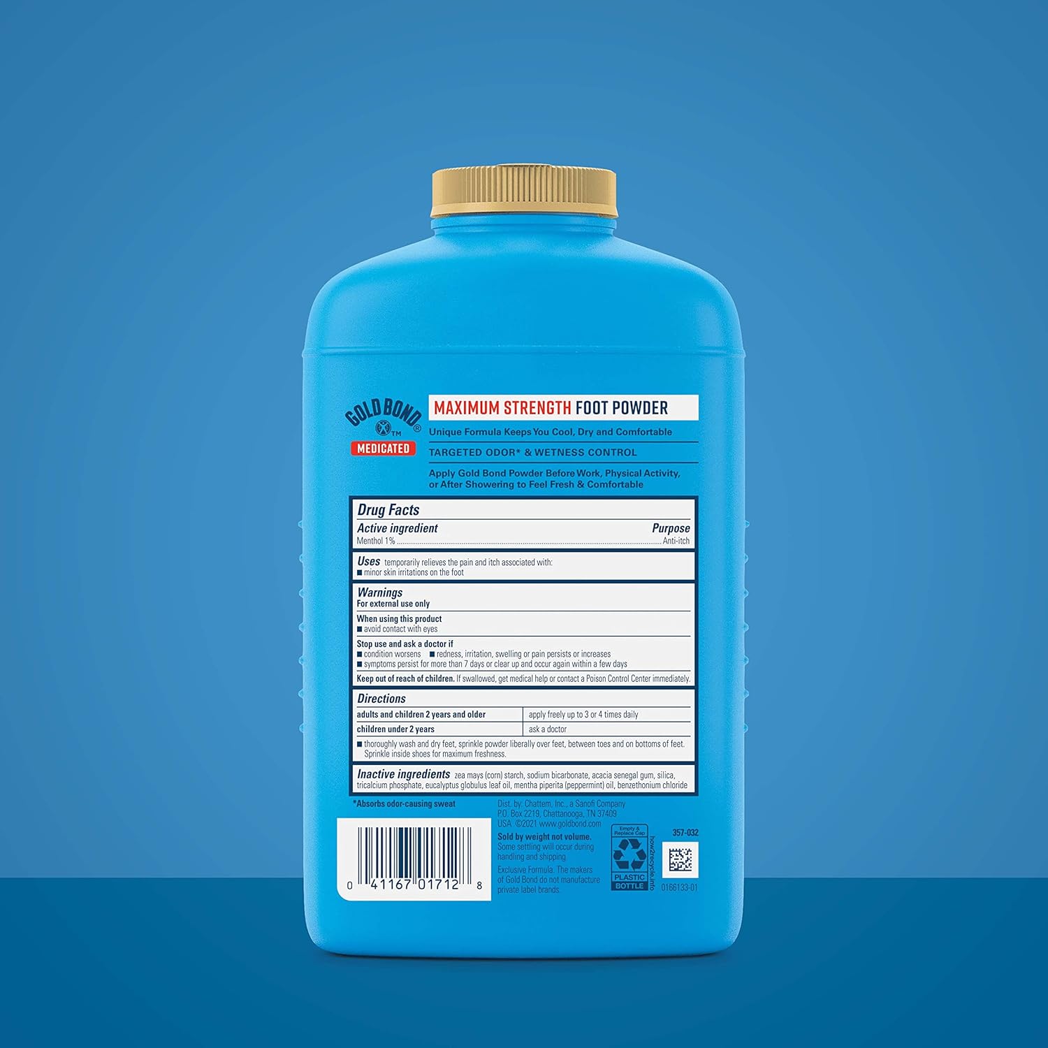 Gold Bond Medicated Talc-Free Foot Powder 4 oz., Maximum Strength Odor Control & Itch Relief