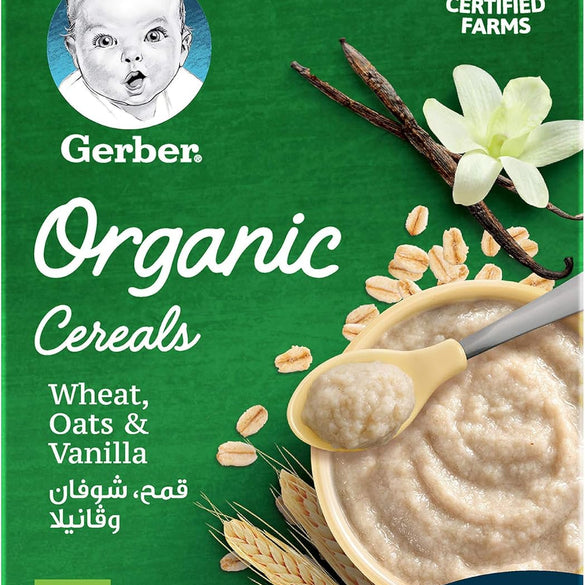 Nestle Gerber Organic Infant Cereals Wheat, Oat & Vanilla Fruit Puree, 200 G