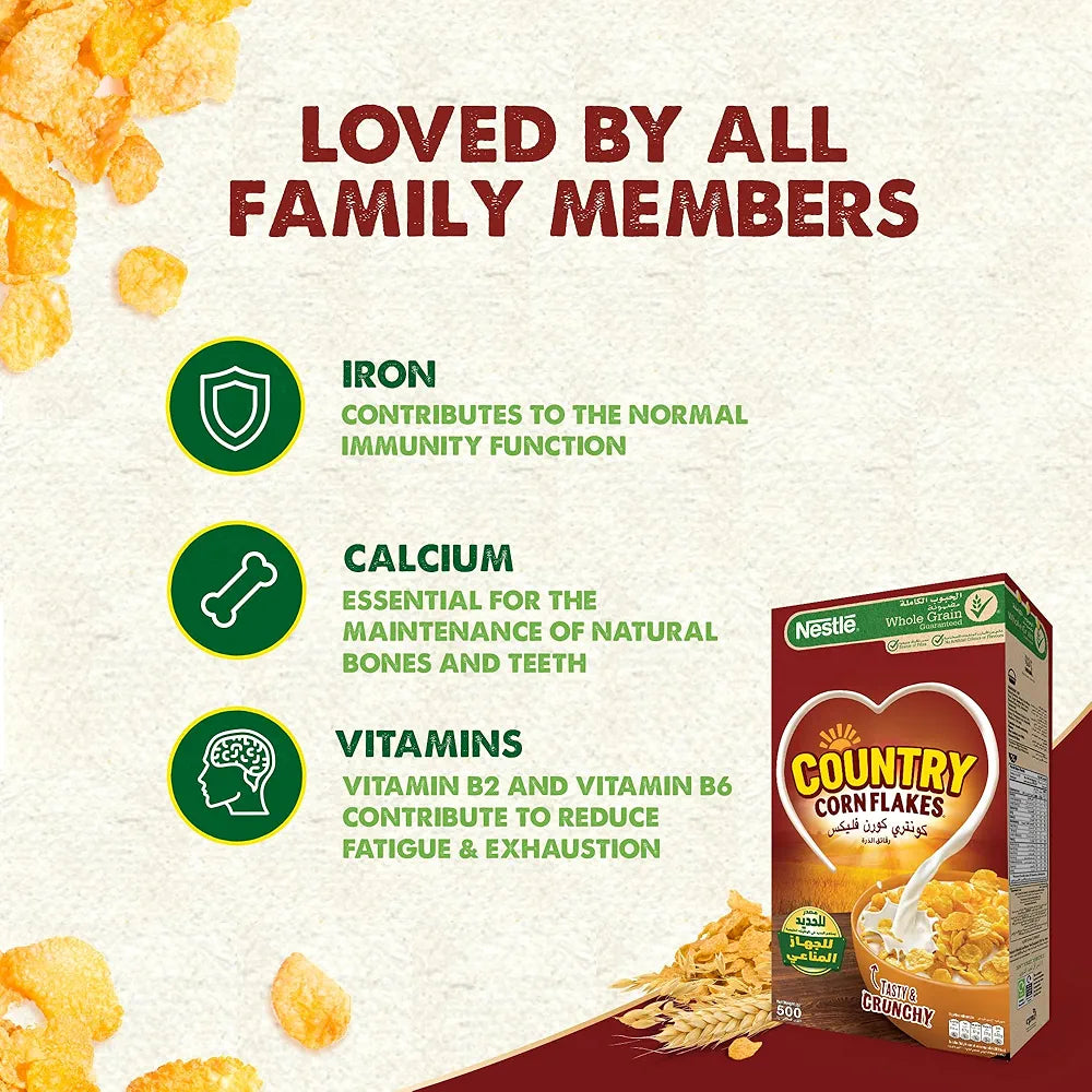 Nestlé Whole Grain Corn Flakes Cereal, 500g - Pack of 1