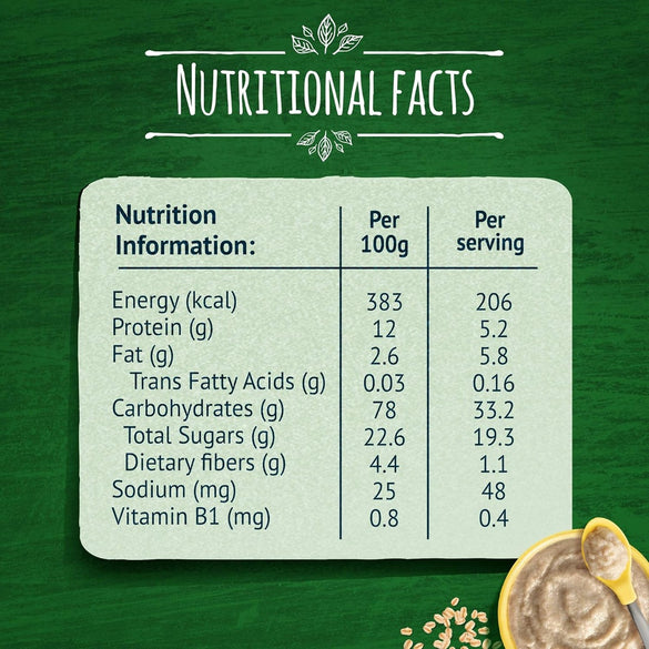 Nestle Gerber Organic Infant Cereals Wheat, Oat & Vanilla Fruit Puree, 200 G