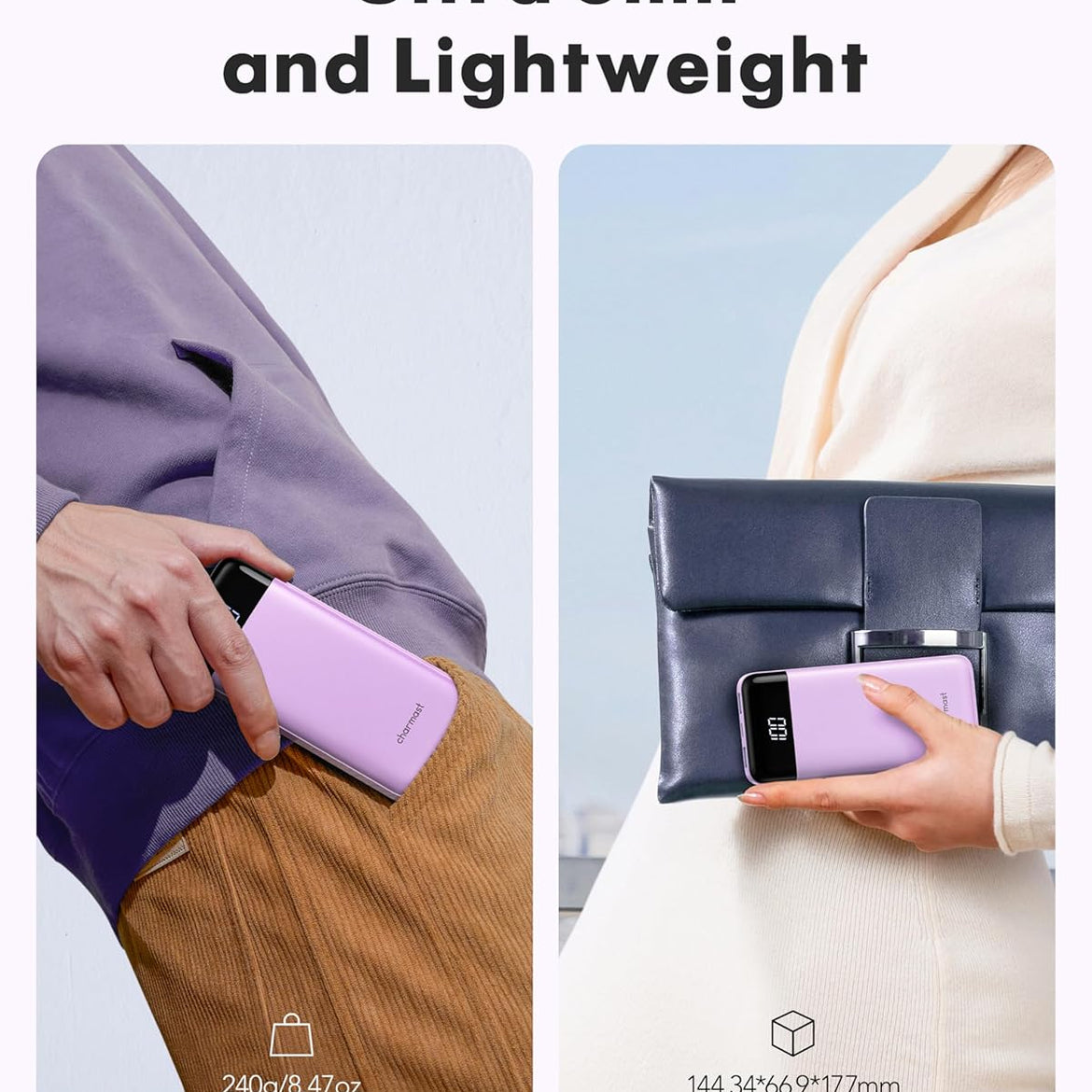 Portable Charger with Built in Cables, Portable Charger with Cords Wires Slim 10000mAh Travel Battery Pack 6 Outputs 3 Inputs 3A Fast Charging Power Bank for Samsung Google Pixel LG Moto iPhone iPad