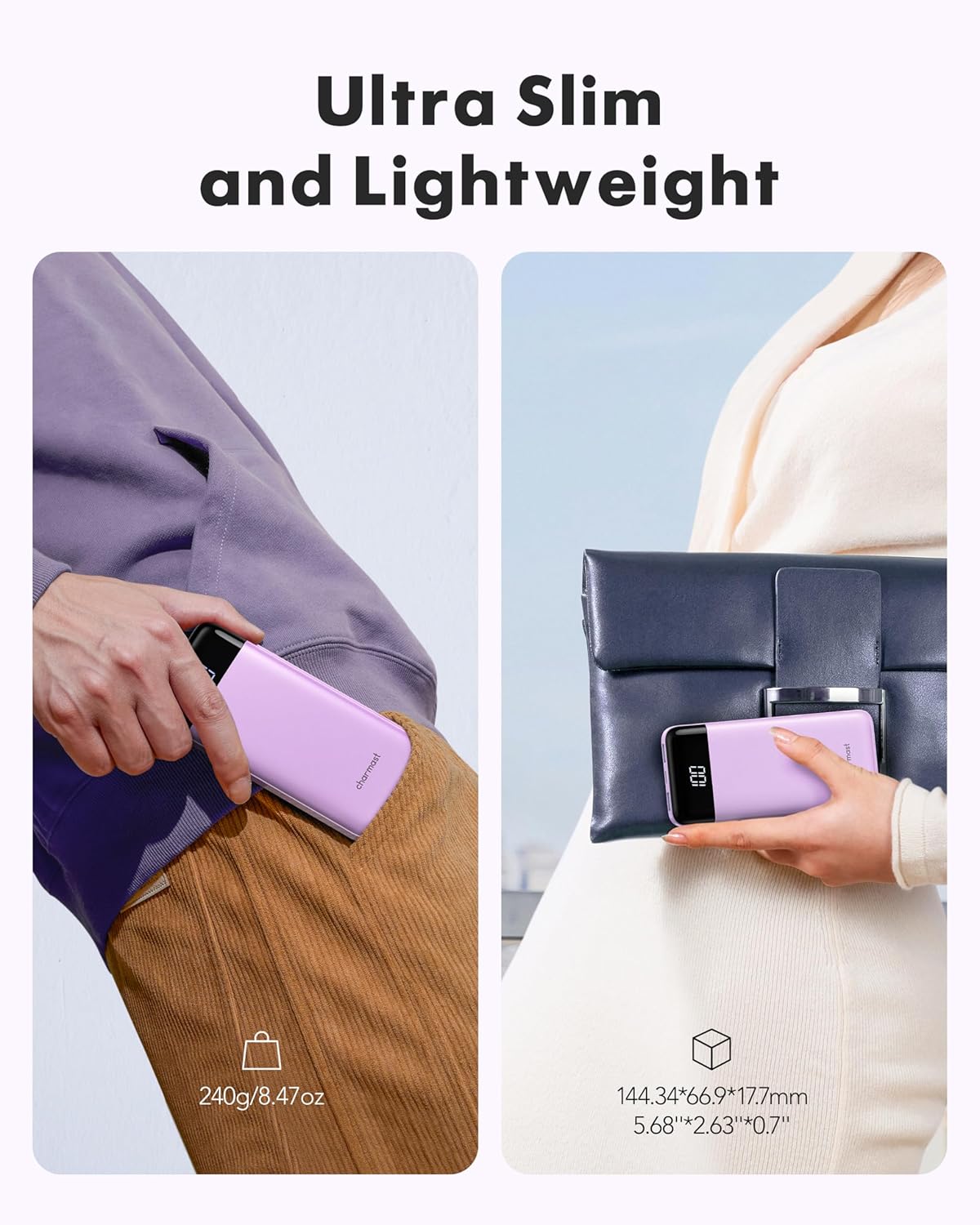 Portable Charger with Built in Cables, Portable Charger with Cords Wires Slim 10000mAh Travel Battery Pack 6 Outputs 3 Inputs 3A Fast Charging Power Bank for Samsung Google Pixel LG Moto iPhone iPad