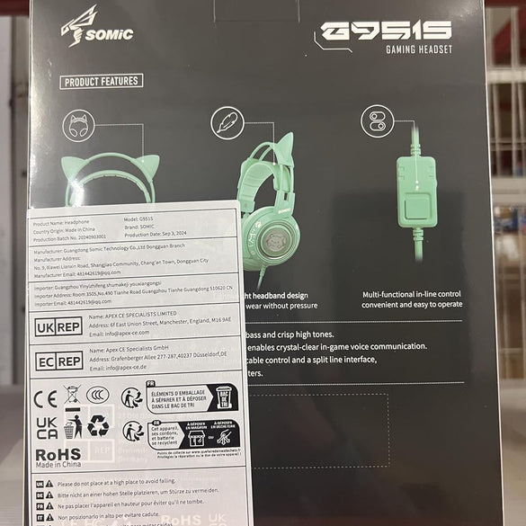 SOMIC G951s Pink Stereo Gaming Headset with Mic for PS4,Xbox,PC,Mobile Phone,3.5mm Noise Reduction Cat Ear Headphones Lightweight Over Ear Headphones for Girls