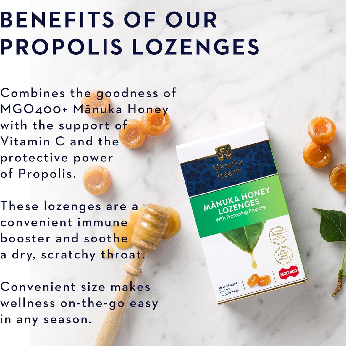 Manuka Health, MGO 400+ Manuka Honey Lozenges with Blackcurrant, 58 lozenges