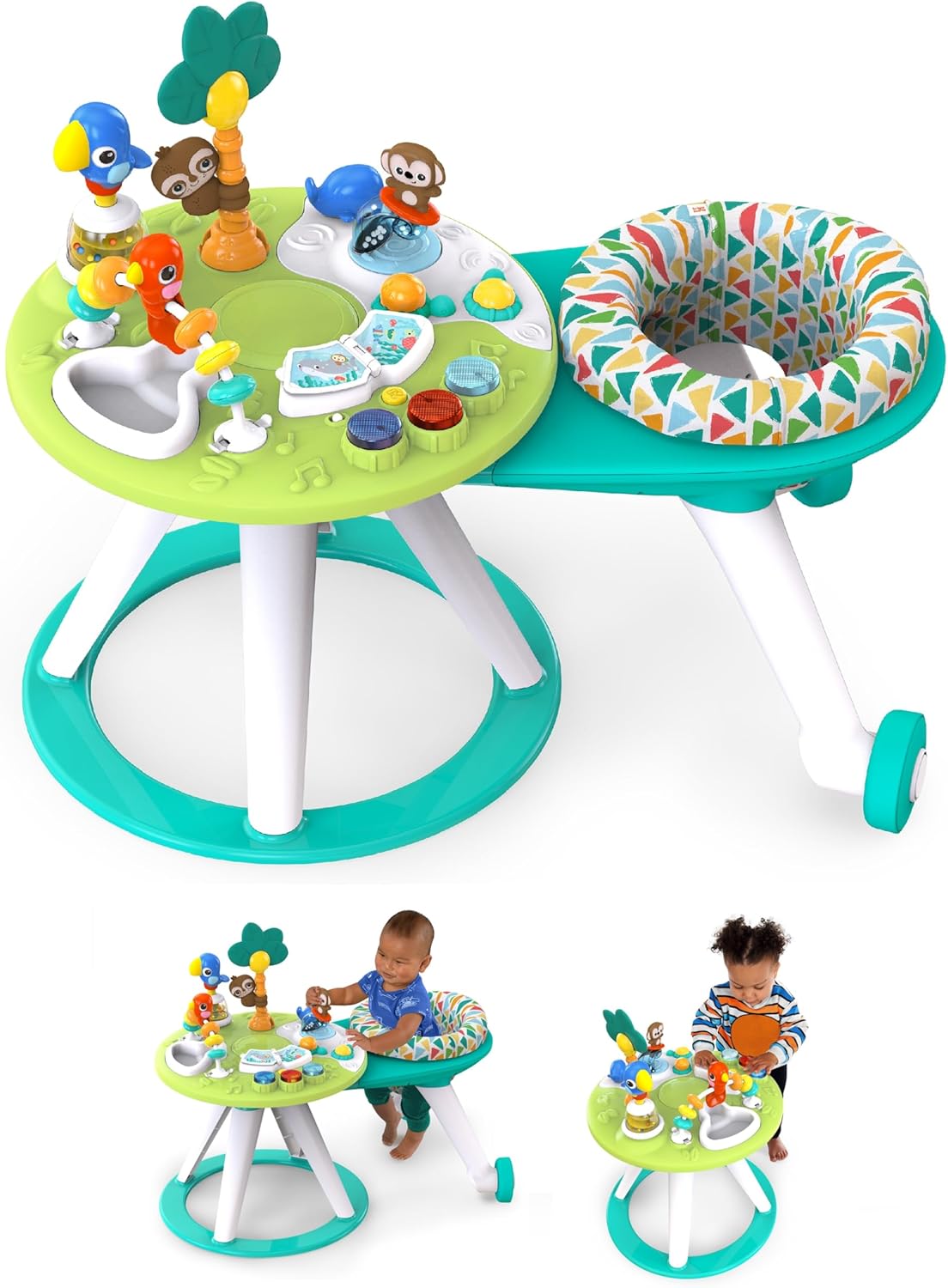 Bright Starts Around We Go 2-in-1 Walk-Around Activity Center and Table, Tropic Cool