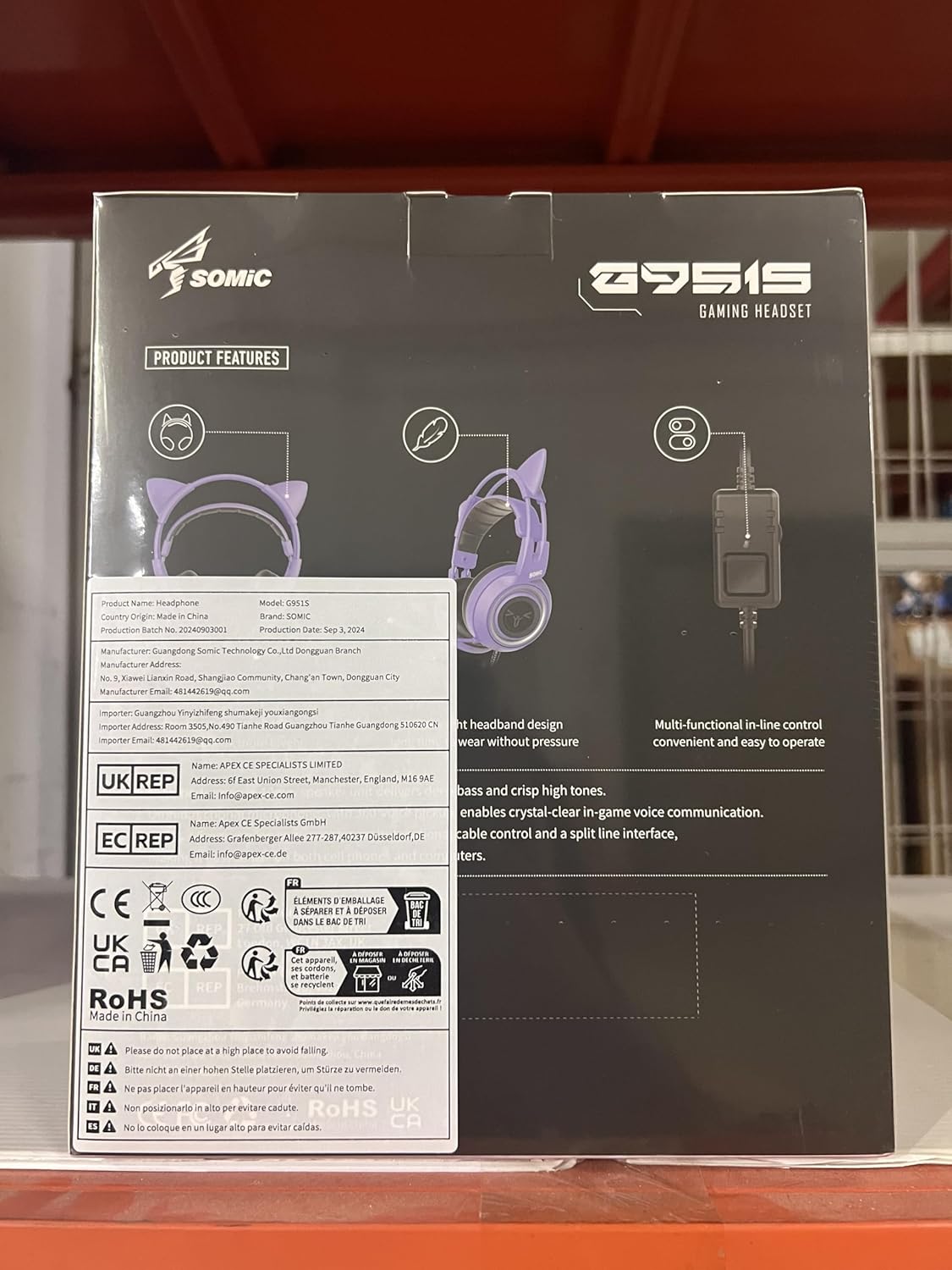 SOMIC G951s Pink Stereo Gaming Headset with Mic for PS4,Xbox,PC,Mobile Phone,3.5mm Noise Reduction Cat Ear Headphones Lightweight Over Ear Headphones for Girls