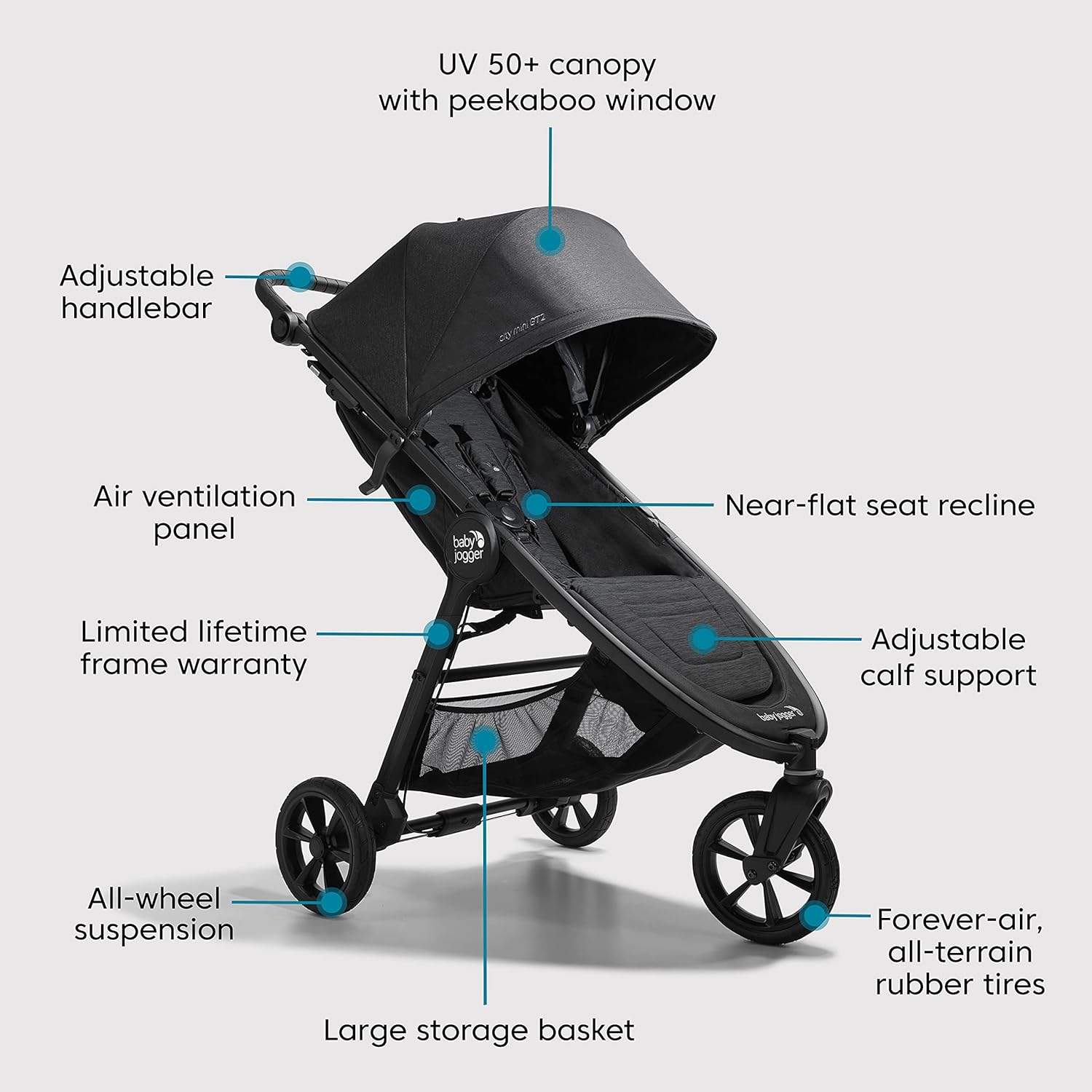 Baby Jogger® City Mini® GT2 All-Terrain Stroller, Opulent Black