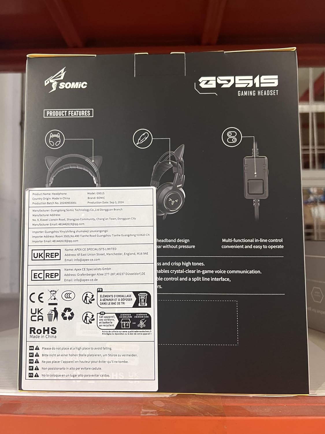 SOMIC G951s Pink Stereo Gaming Headset with Mic for PS4,Xbox,PC,Mobile Phone,3.5mm Noise Reduction Cat Ear Headphones Lightweight Over Ear Headphones for Girls