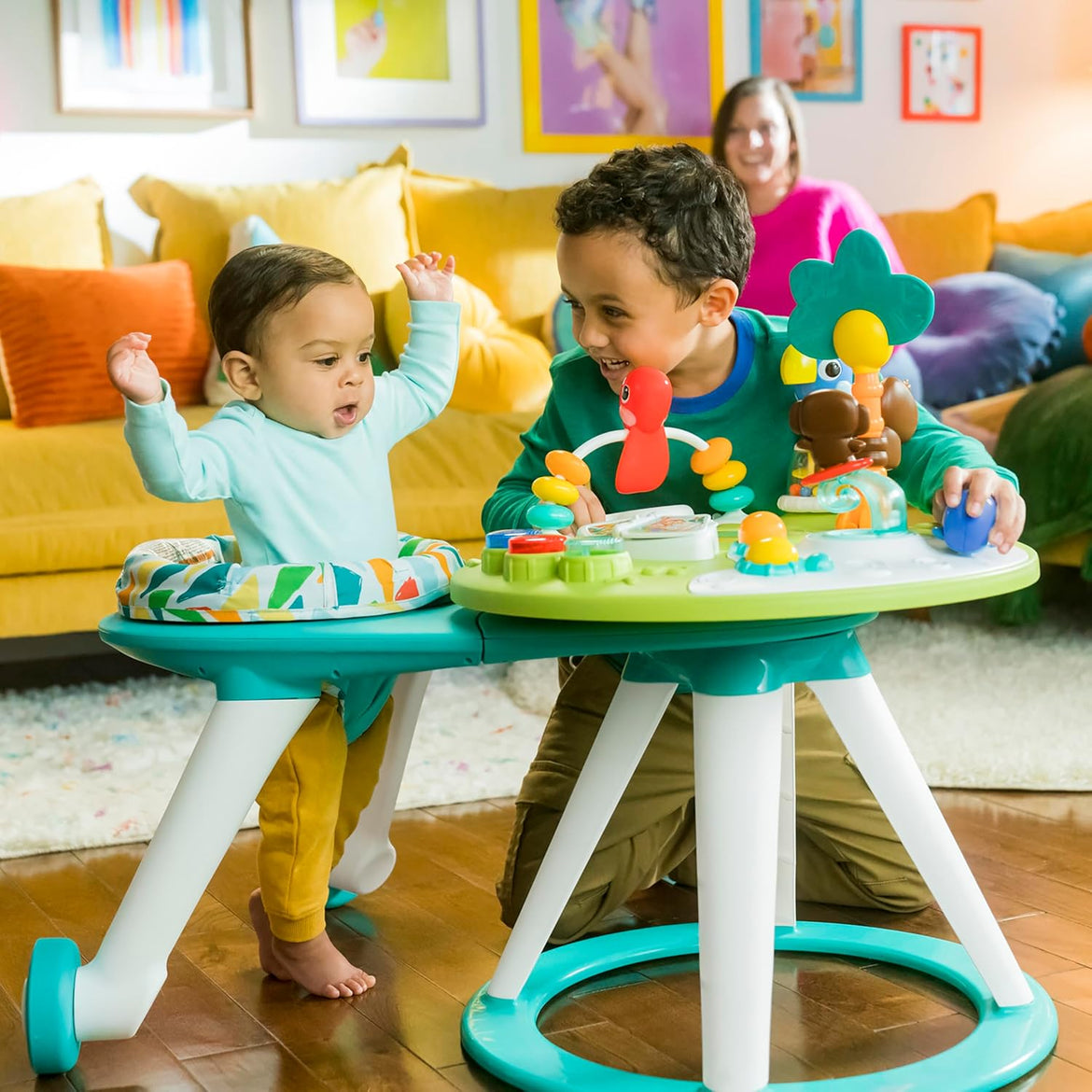Bright Starts Around We Go 2-in-1 Walk-Around Activity Center and Table, Tropic Cool