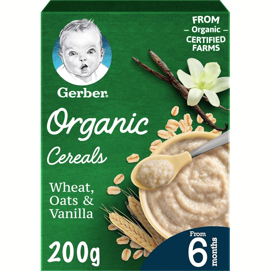 Nestle Gerber Organic Infant Cereals Wheat, Oat & Vanilla Fruit Puree, 200 G