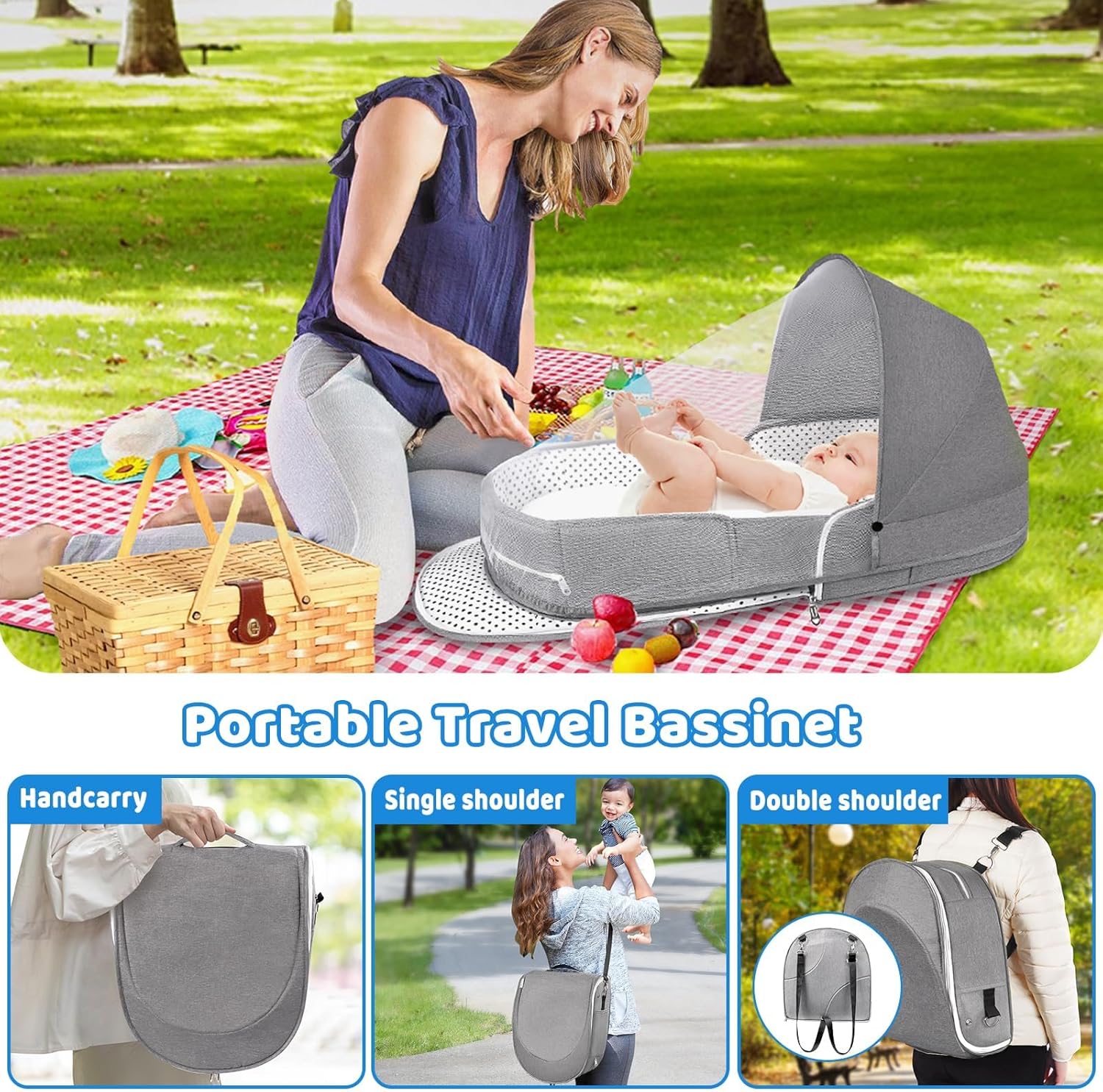 Baby Travel Cot with Mosquito Net and Awning