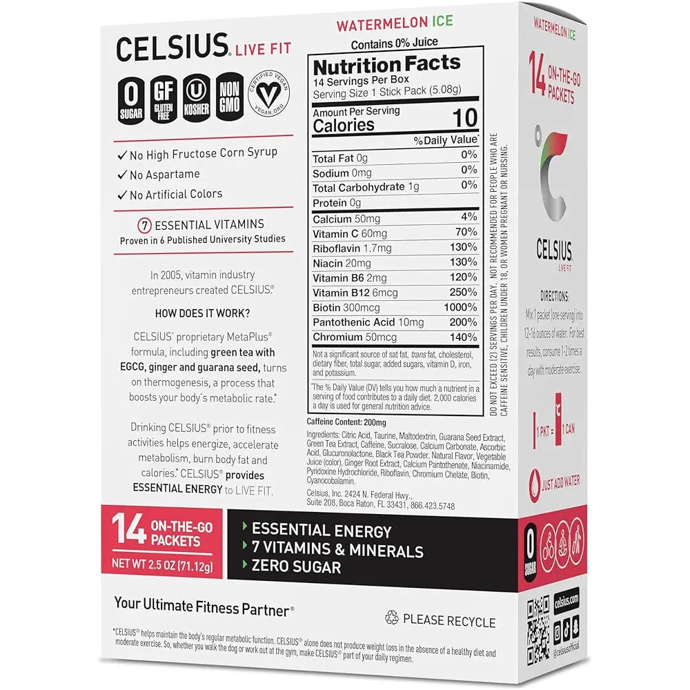 CELSIUS® On-the-Go Powder Sticks Watermelon Ice, Essential Energy 2.5 Oz