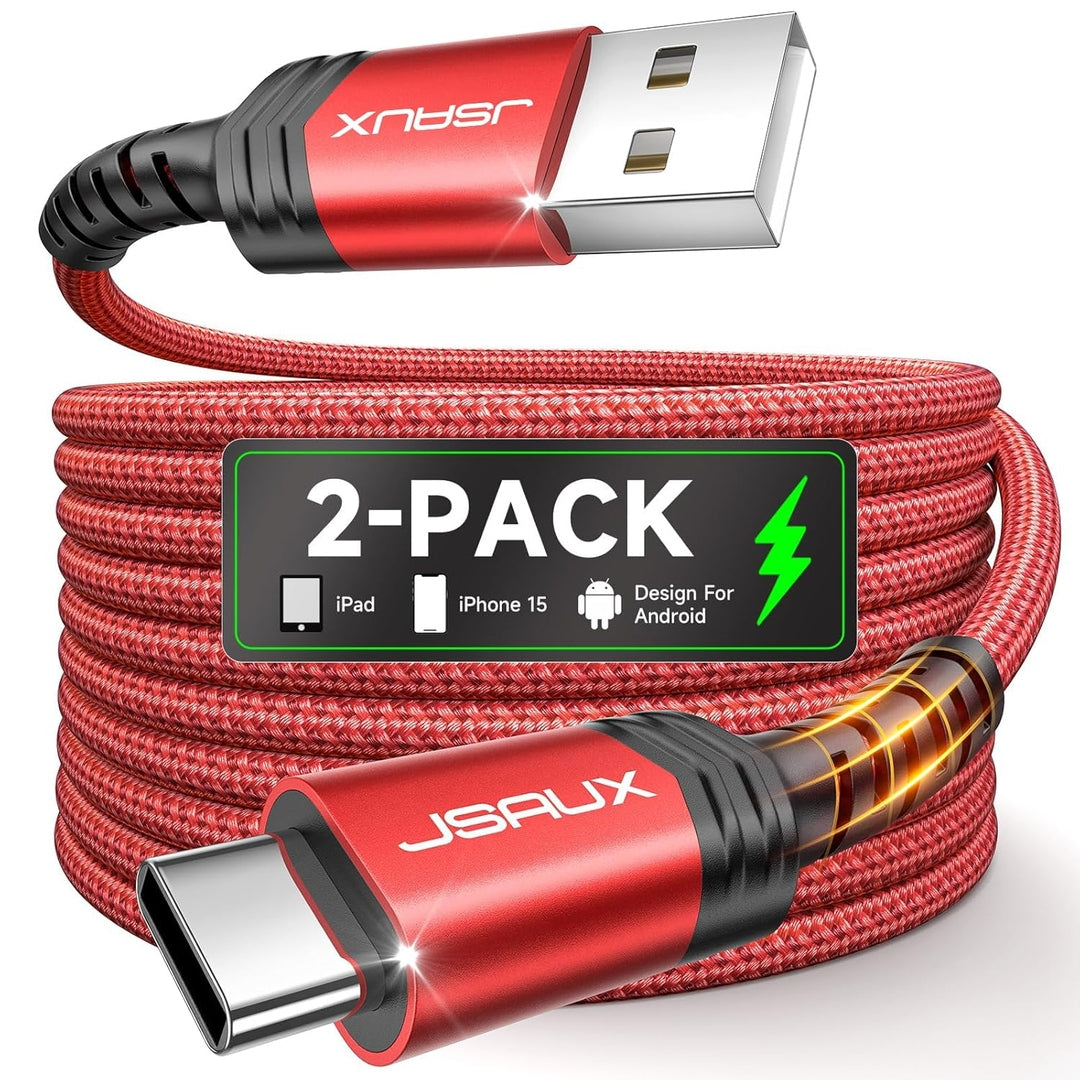 JSAUX USB Type C Cable [2-Pack 2M], USB C to USB A Cable 3.1A Fast Charging Cord Compatible