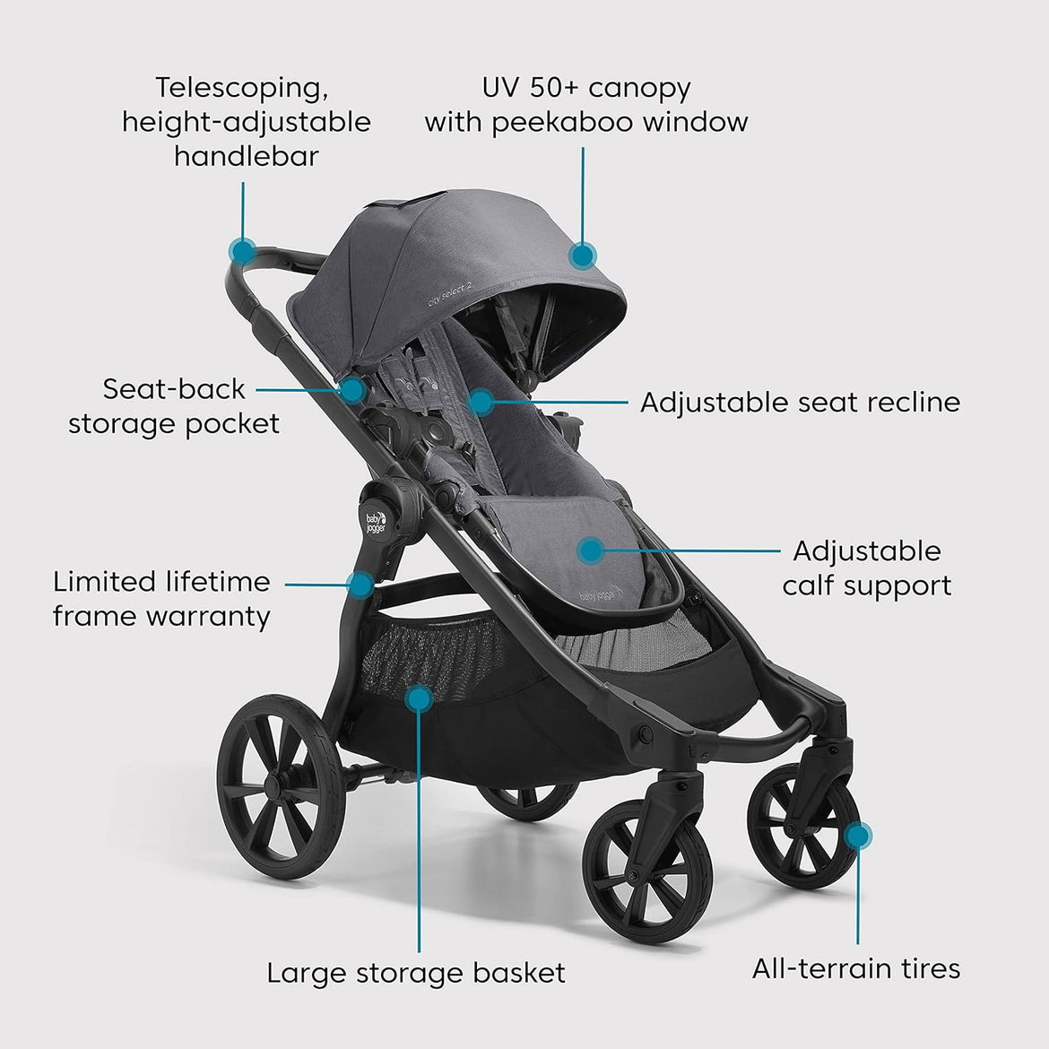 Baby Jogger® City Select® 2 Single-to-Double Modular Stroller, Pike