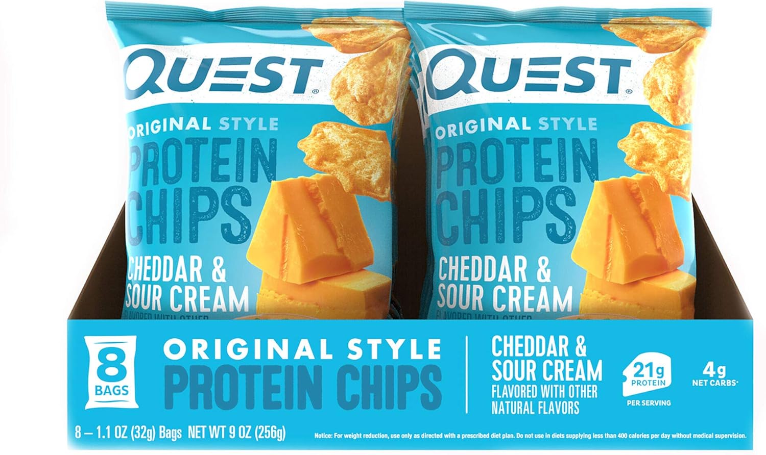 Quest Original Style Protein Chips Cheddar And Sour Cream Flavour, 8 X 32G - Pack Of 1