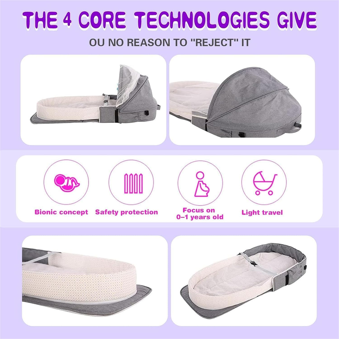 Baby Travel Cot with Mosquito Net and Awning