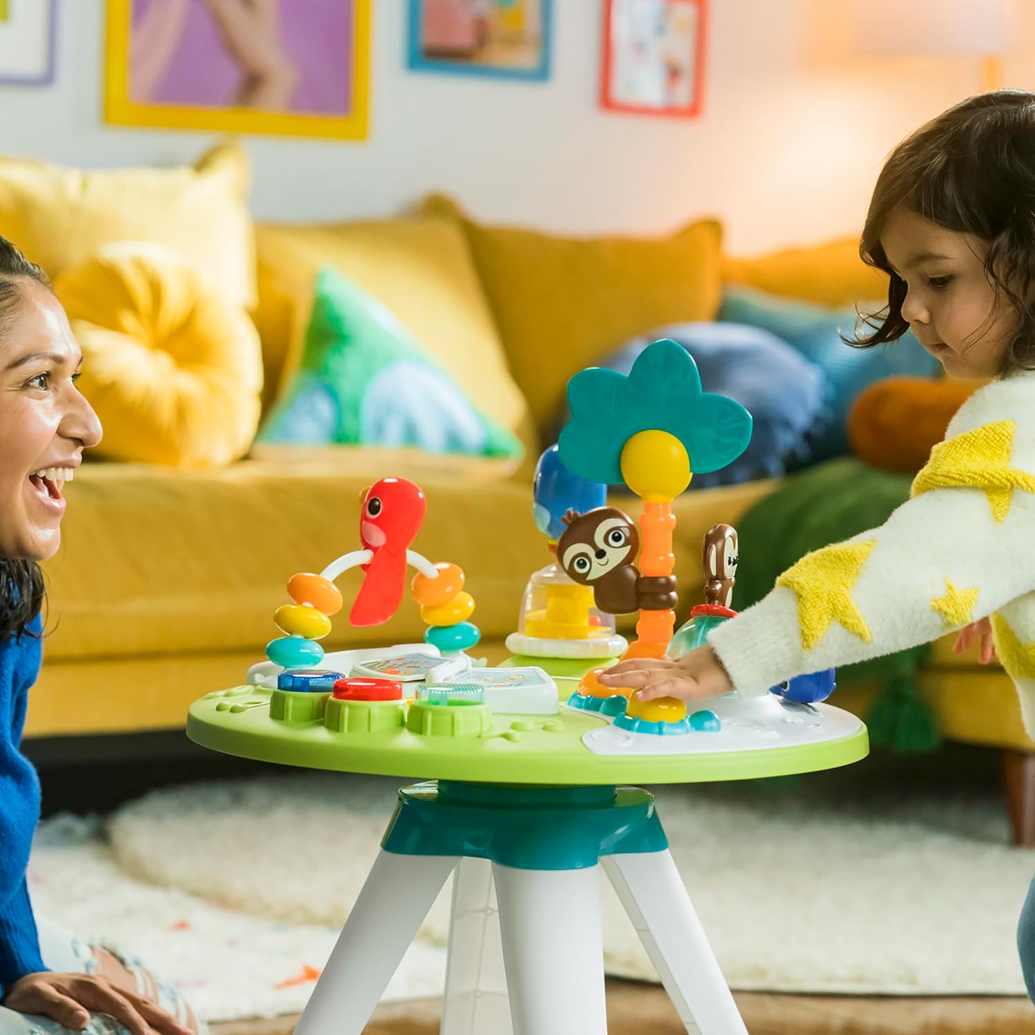 Bright Starts Around We Go 2-in-1 Walk-Around Activity Center and Table, Tropic Cool