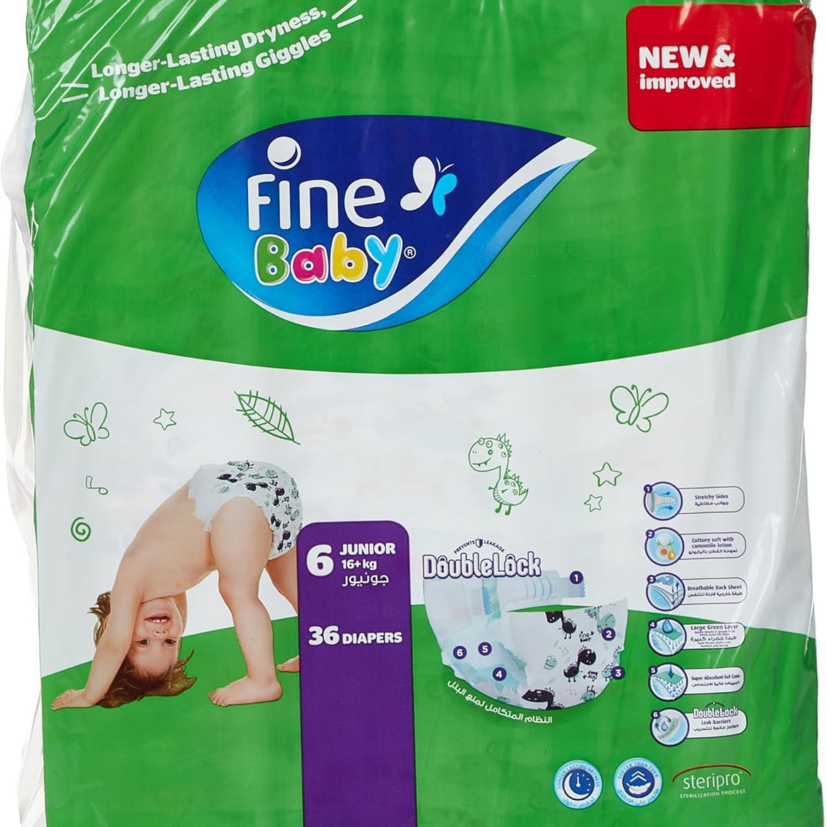 Fine Baby Double Lock, Size 6, Extra Large, 16+ kg, Giant Saver Box, 72 Diapers