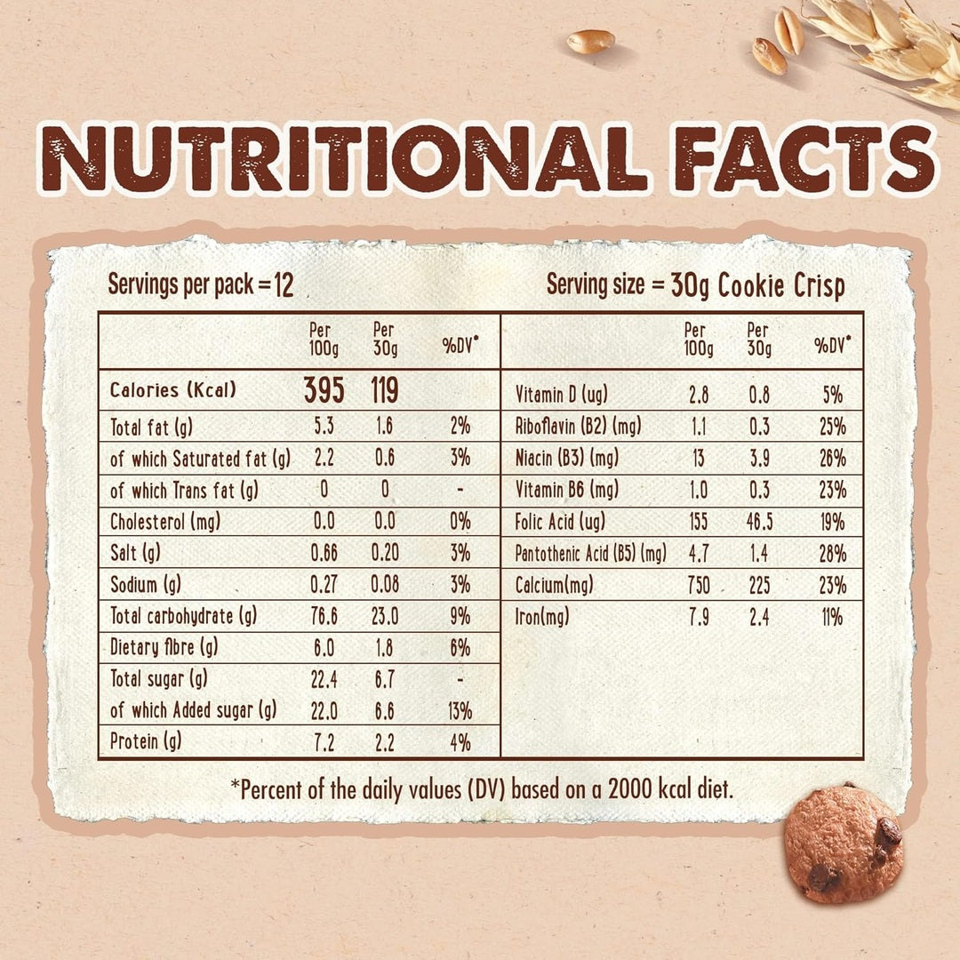 Nestle Cookie Crisp Chocolate Chip Breakfast Cereal Pack, 375g